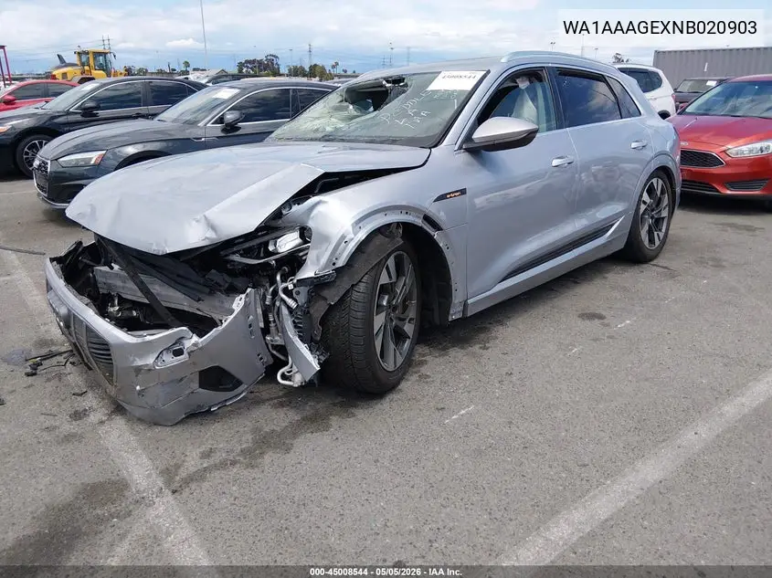 2022 Audi E-Tron Premium Quattro VIN: WA1AAAGEXNB020903 Lot: 45008544