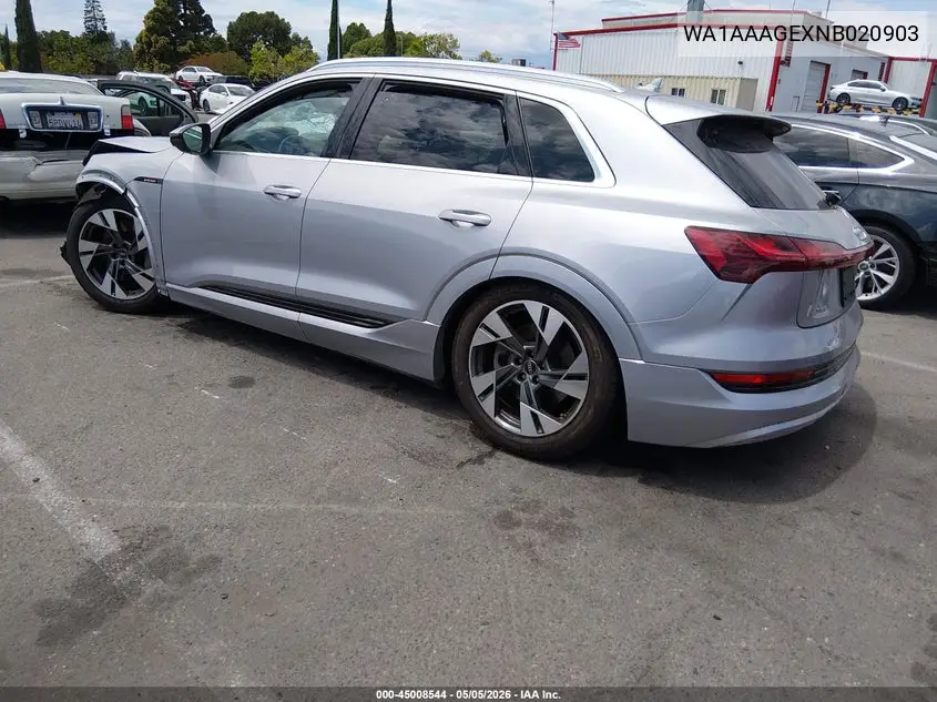 2022 Audi E-Tron Premium Quattro VIN: WA1AAAGEXNB020903 Lot: 45008544