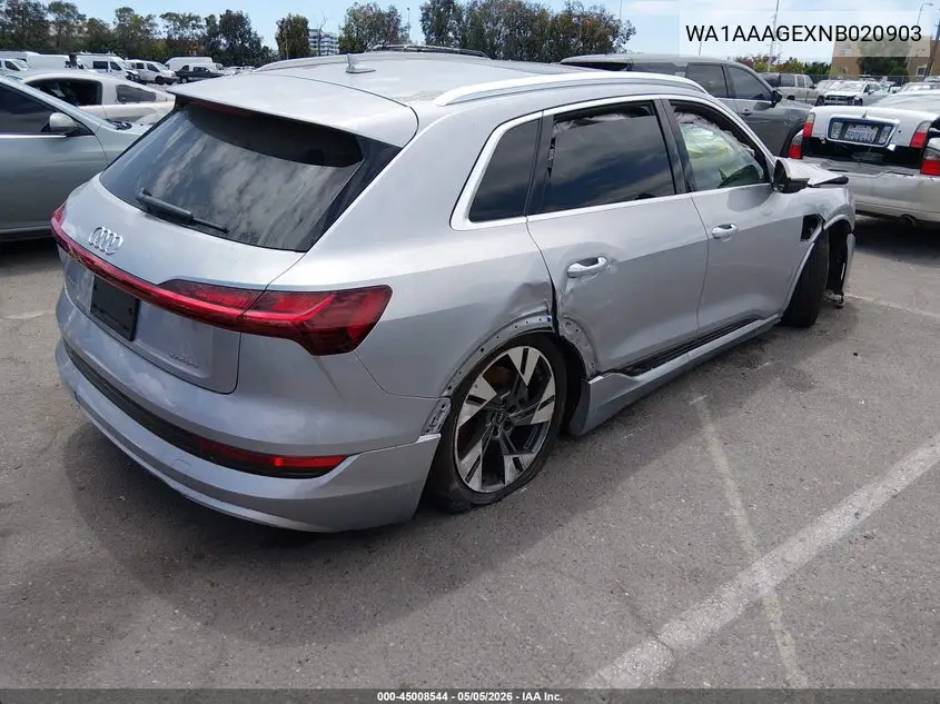 2022 Audi E-Tron Premium Quattro VIN: WA1AAAGEXNB020903 Lot: 45008544