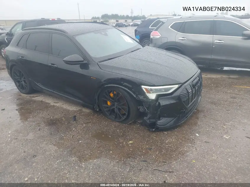2022 Audi E-Tron Chronos Quattro VIN: WA1VABGE7NB024334 Lot: 45143424