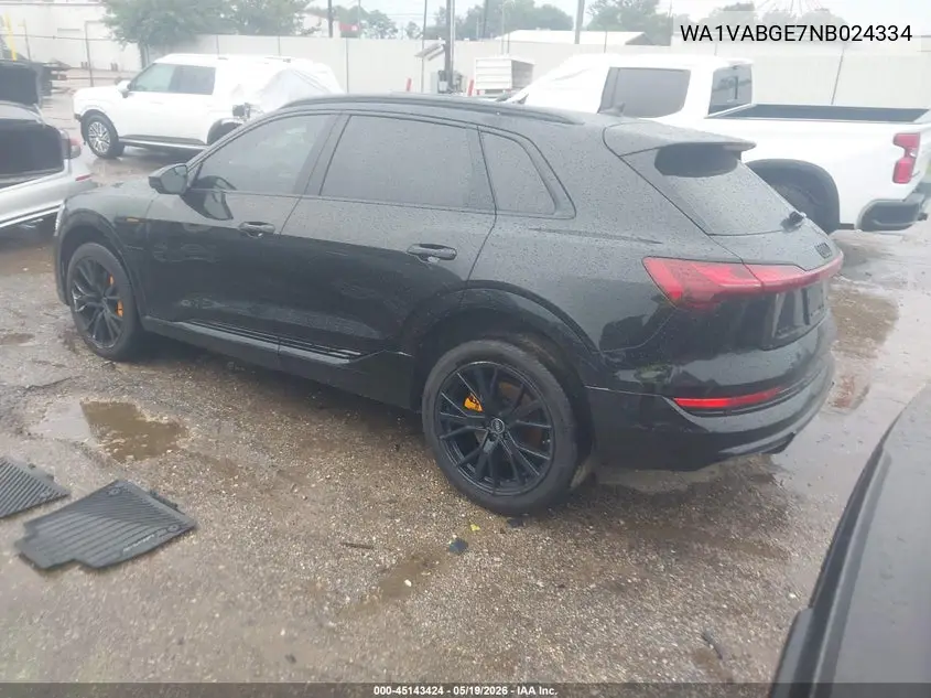 2022 Audi E-Tron Chronos Quattro VIN: WA1VABGE7NB024334 Lot: 45143424