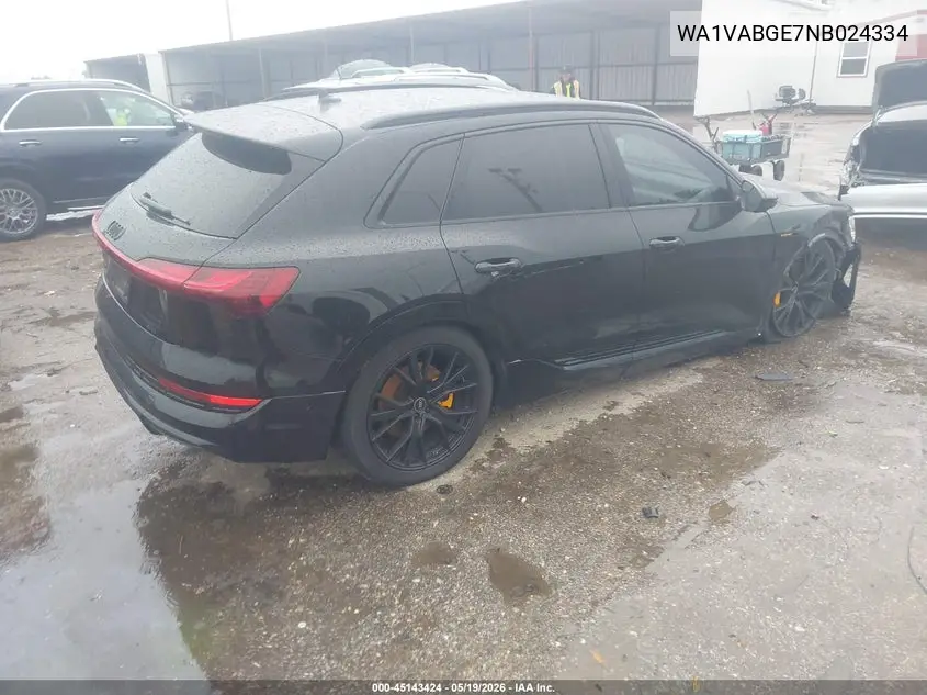 2022 Audi E-Tron Chronos Quattro VIN: WA1VABGE7NB024334 Lot: 45143424