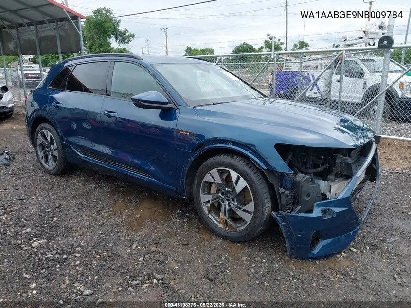 2022 Audi E-Tron Premium Quattro VIN: WA1AABGE9NB009784 Lot: 45198376