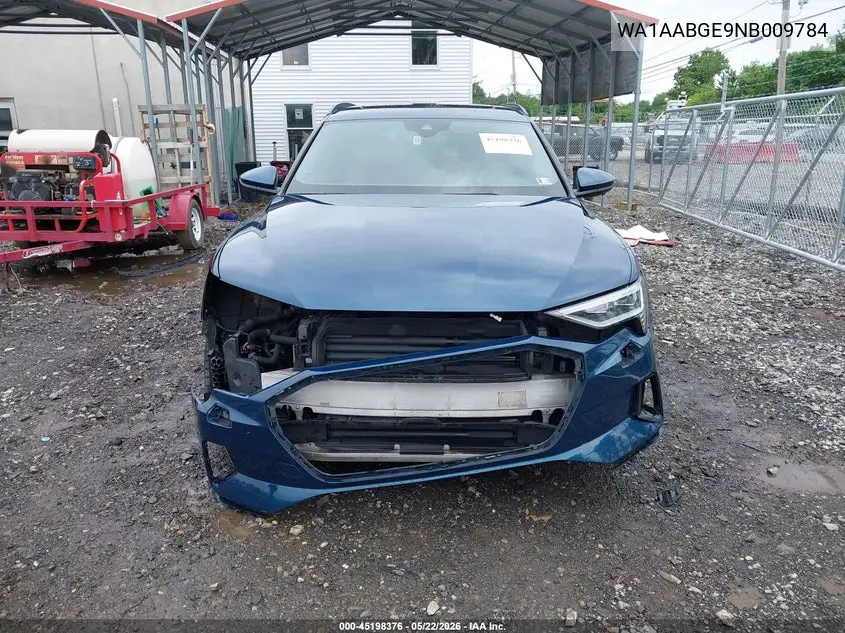 2022 Audi E-Tron Premium Quattro VIN: WA1AABGE9NB009784 Lot: 45198376