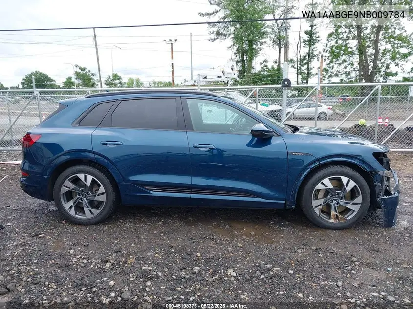 2022 Audi E-Tron Premium Quattro VIN: WA1AABGE9NB009784 Lot: 45198376