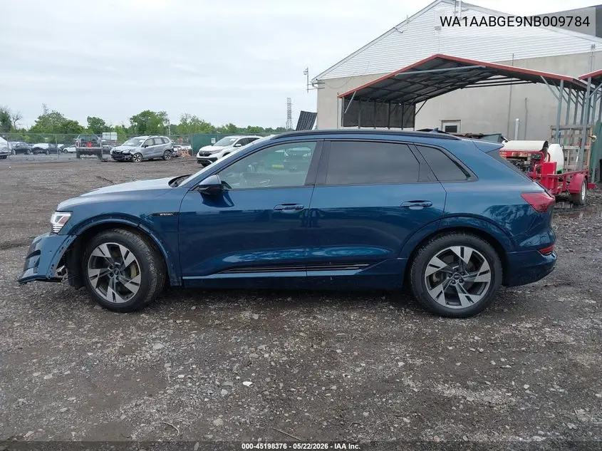 2022 Audi E-Tron Premium Quattro VIN: WA1AABGE9NB009784 Lot: 45198376