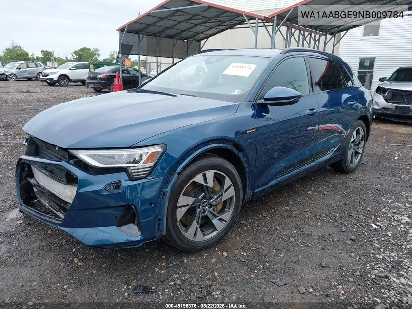 2022 Audi E-Tron Premium Quattro VIN: WA1AABGE9NB009784 Lot: 45198376