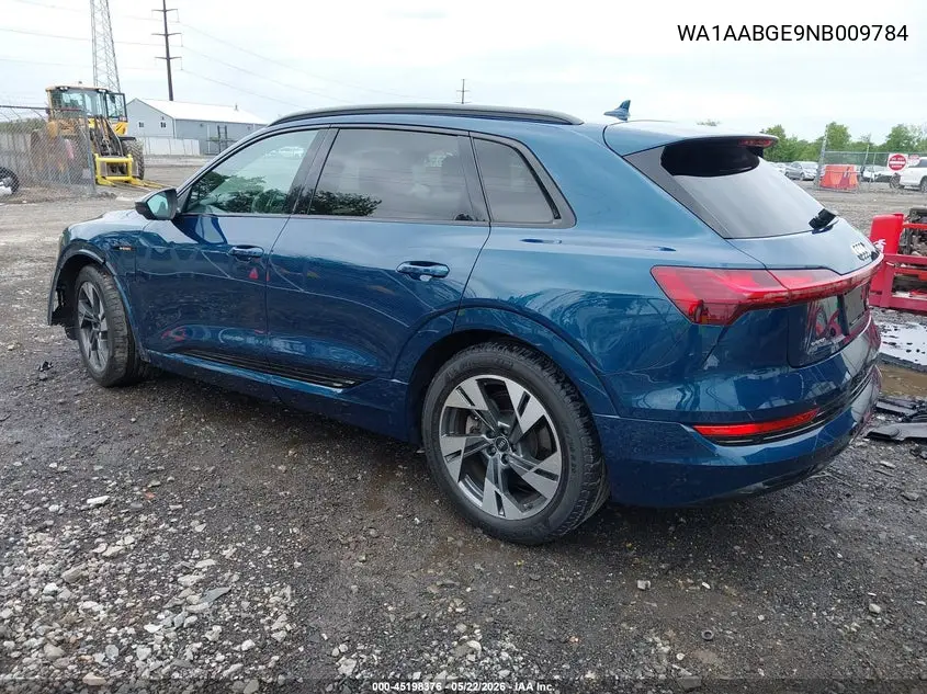 2022 Audi E-Tron Premium Quattro VIN: WA1AABGE9NB009784 Lot: 45198376