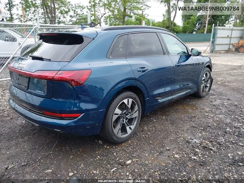 2022 Audi E-Tron Premium Quattro VIN: WA1AABGE9NB009784 Lot: 45198376