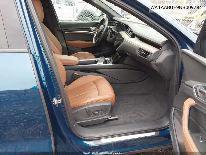 2022 Audi E-Tron Premium Quattro VIN: WA1AABGE9NB009784 Lot: 45198376