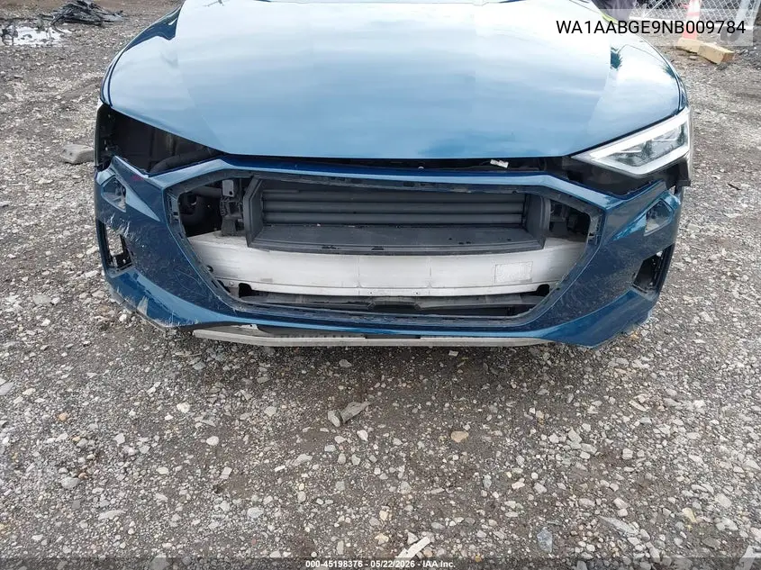 2022 Audi E-Tron Premium Quattro VIN: WA1AABGE9NB009784 Lot: 45198376