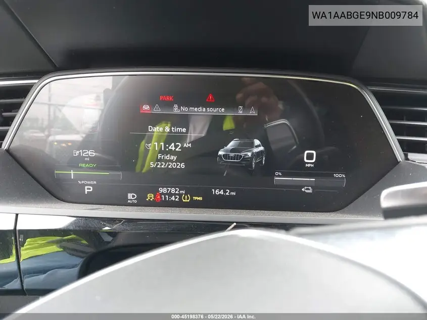 2022 Audi E-Tron Premium Quattro VIN: WA1AABGE9NB009784 Lot: 45198376
