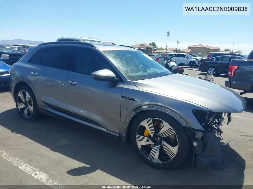 2022 Audi E-Tron Premium Plus Quattro VIN: WA1LAAGE2NB009838 Lot: 45254889