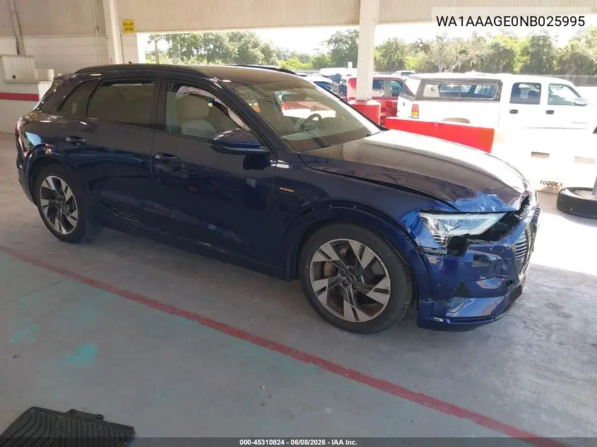 2022 Audi E-Tron Premium Quattro VIN: WA1AAAGE0NB025995 Lot: 45310824