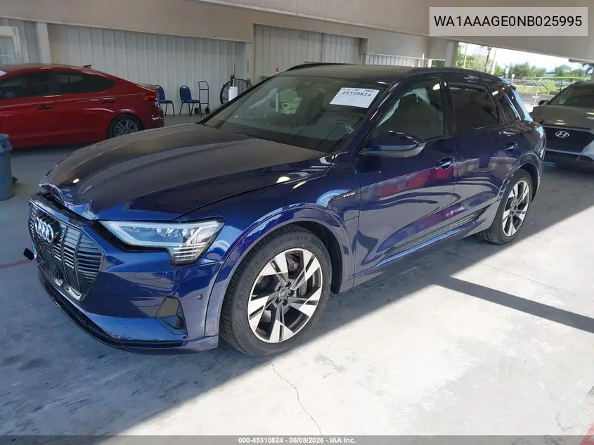 2022 Audi E-Tron Premium Quattro VIN: WA1AAAGE0NB025995 Lot: 45310824