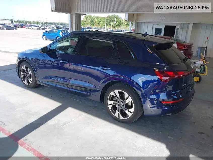 2022 Audi E-Tron Premium Quattro VIN: WA1AAAGE0NB025995 Lot: 45310824