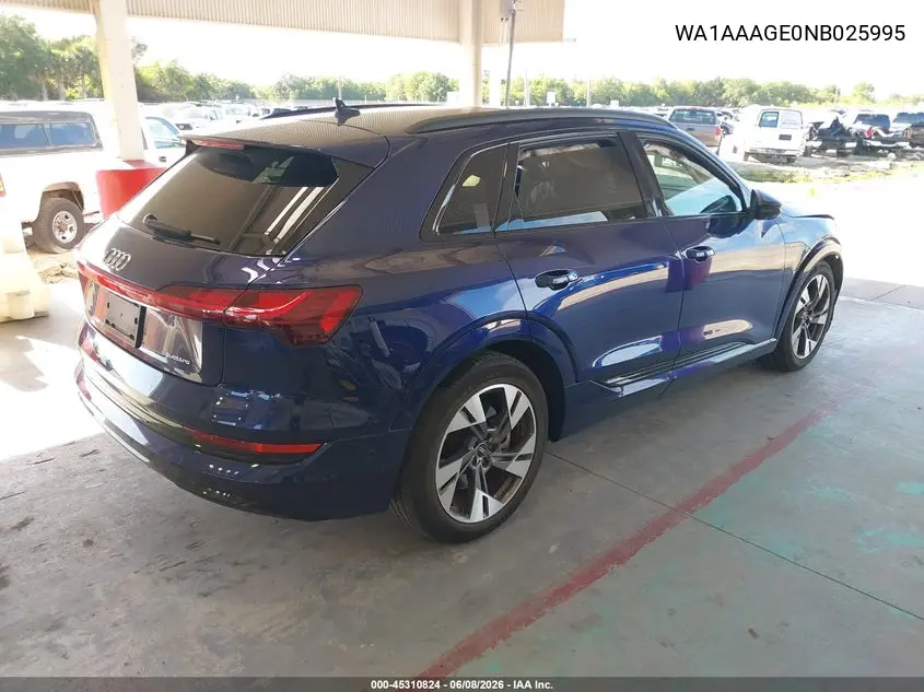 2022 Audi E-Tron Premium Quattro VIN: WA1AAAGE0NB025995 Lot: 45310824