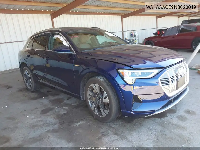 2022 Audi E-Tron Premium Quattro VIN: WA1AAAGE9NB020049 Lot: 45367844