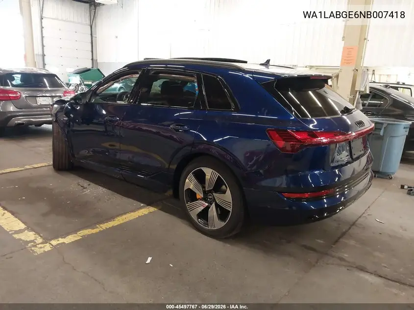 2022 Audi E-Tron Premium Plus Quattro VIN: WA1LABGE6NB007418 Lot: 45497767