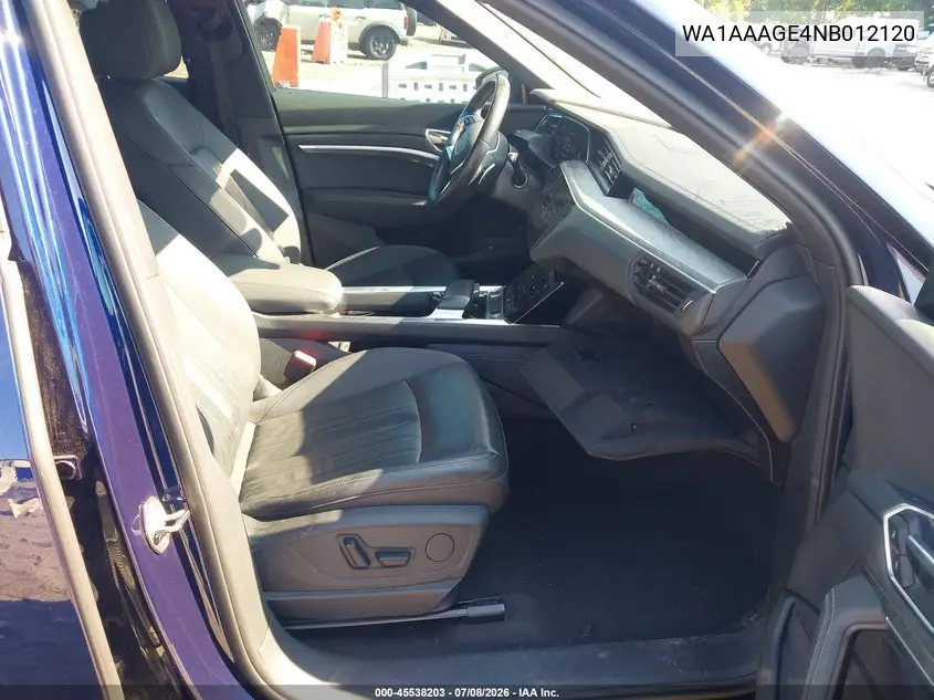 2022 Audi E-Tron Premium Quattro VIN: WA1AAAGE4NB012120 Lot: 45538203