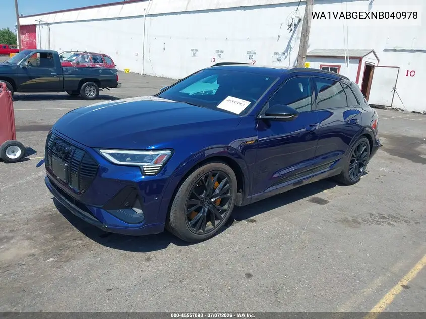 2022 Audi E-Tron Chronos Quattro VIN: WA1VABGEXNB040978 Lot: 45557093