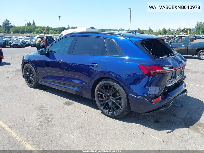 2022 Audi E-Tron Chronos Quattro VIN: WA1VABGEXNB040978 Lot: 45557093