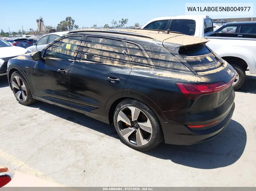 2022 Audi E-Tron Premium Plus Quattro VIN: WA1LABGE5NB004977 Lot: 45683464