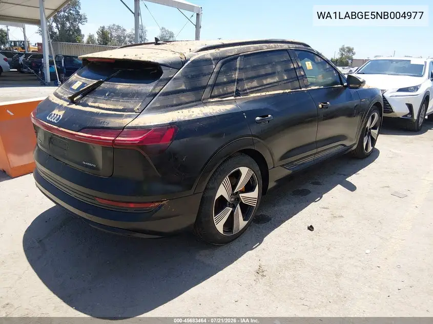 2022 Audi E-Tron Premium Plus Quattro VIN: WA1LABGE5NB004977 Lot: 45683464