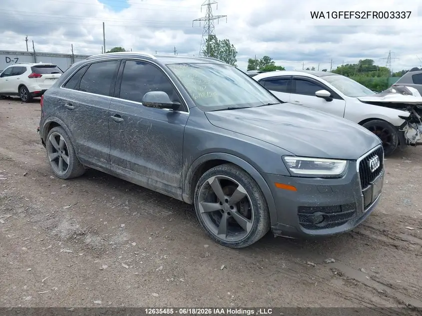 2015 Audi Q3 Prestige VIN: WA1GFEFS2FR003337 Lot: 12635485