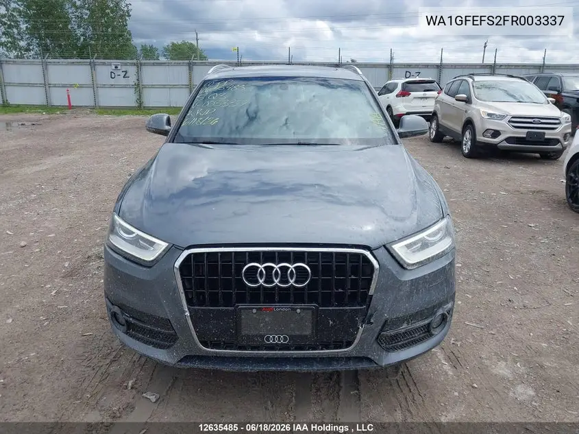 2015 Audi Q3 Prestige VIN: WA1GFEFS2FR003337 Lot: 12635485
