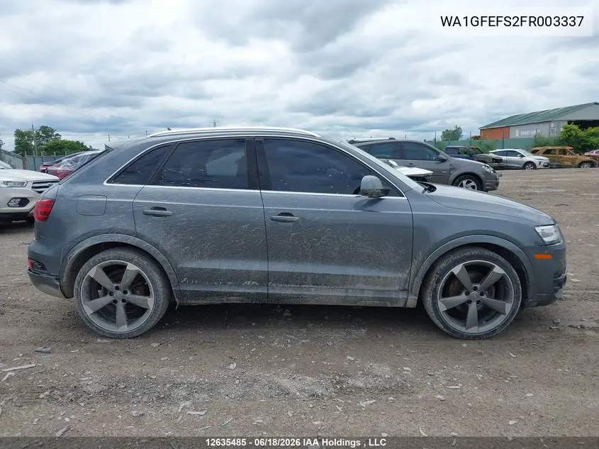 2015 Audi Q3 Prestige VIN: WA1GFEFS2FR003337 Lot: 12635485