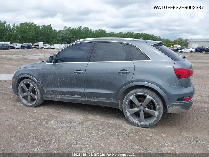 2015 Audi Q3 Prestige VIN: WA1GFEFS2FR003337 Lot: 12635485