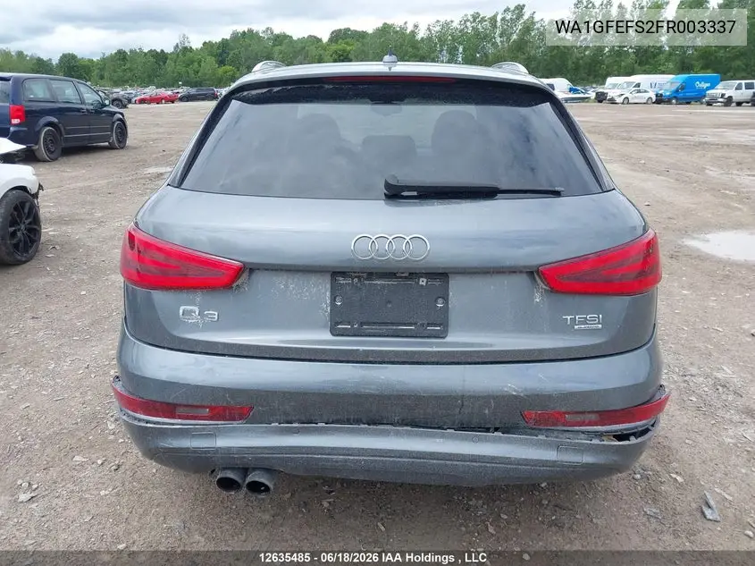 2015 Audi Q3 Prestige VIN: WA1GFEFS2FR003337 Lot: 12635485