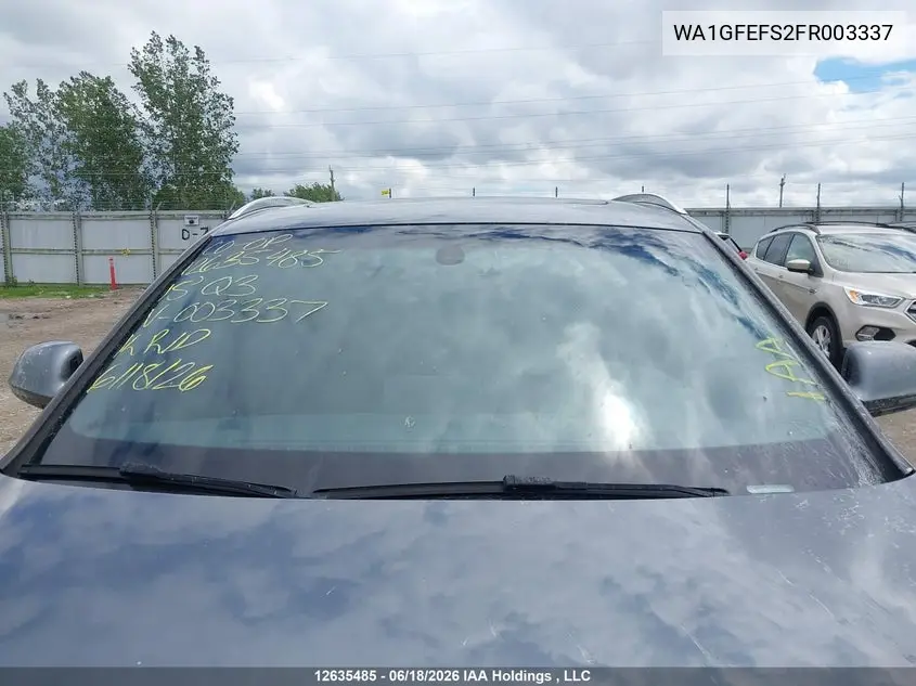 2015 Audi Q3 Prestige VIN: WA1GFEFS2FR003337 Lot: 12635485