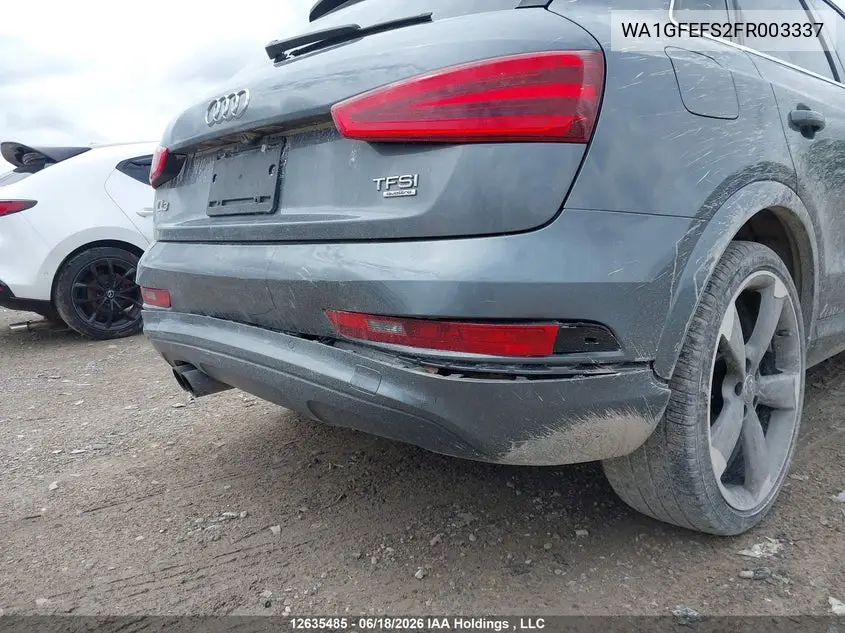 2015 Audi Q3 Prestige VIN: WA1GFEFS2FR003337 Lot: 12635485