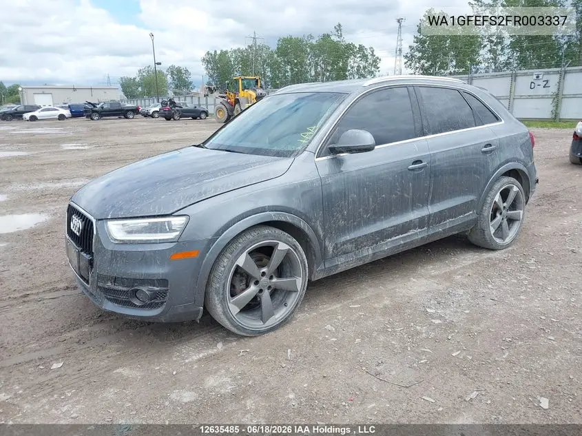 2015 Audi Q3 Prestige VIN: WA1GFEFS2FR003337 Lot: 12635485