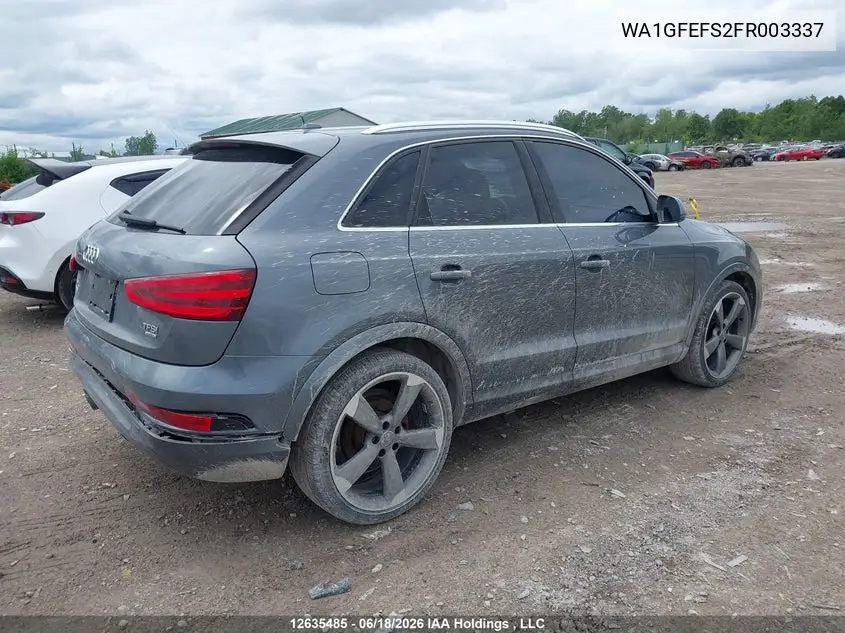 2015 Audi Q3 Prestige VIN: WA1GFEFS2FR003337 Lot: 12635485