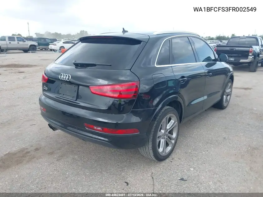 2015 Audi Q3 2.0T Premium Plus VIN: WA1BFCFS3FR002549 Lot: 45623481