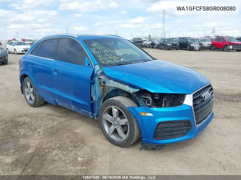 2016 Audi Q3 Prestige VIN: WA1GFCFS8GR008080 Lot: 12637549