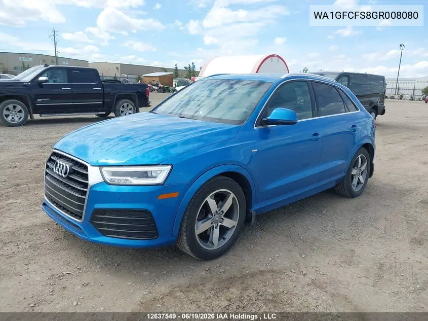 2016 Audi Q3 Prestige VIN: WA1GFCFS8GR008080 Lot: 12637549