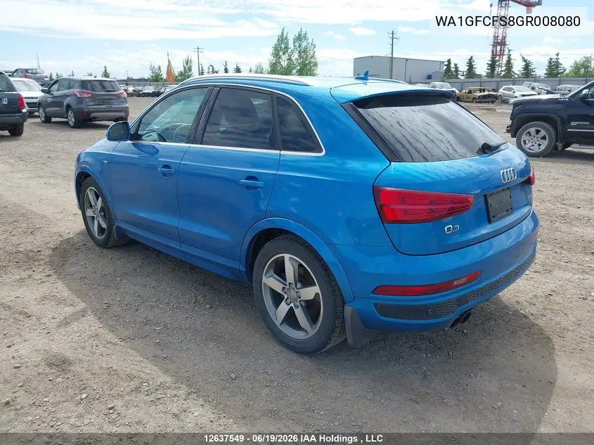 2016 Audi Q3 Prestige VIN: WA1GFCFS8GR008080 Lot: 12637549