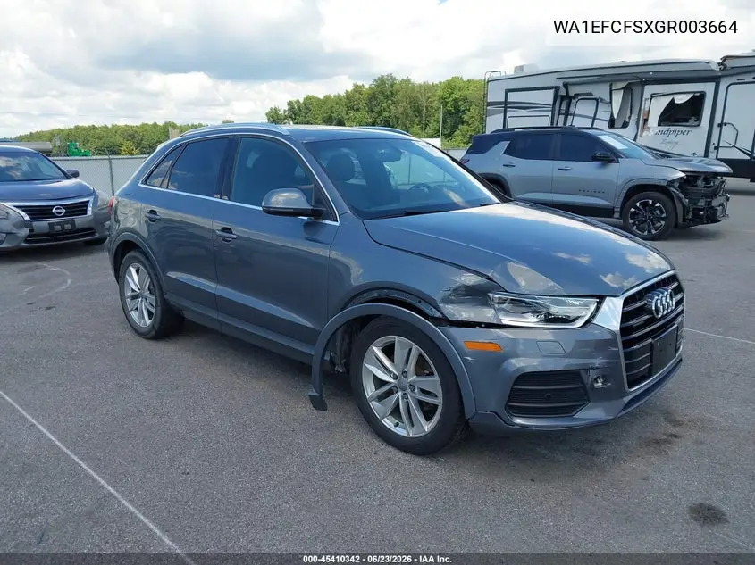 2016 Audi Q3 2.0T Premium Plus VIN: WA1EFCFSXGR003664 Lot: 45410342