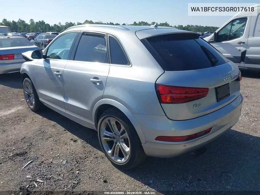 2016 Audi Q3 2.0T Premium Plus VIN: WA1BFCFS3GR017618 Lot: 45498666