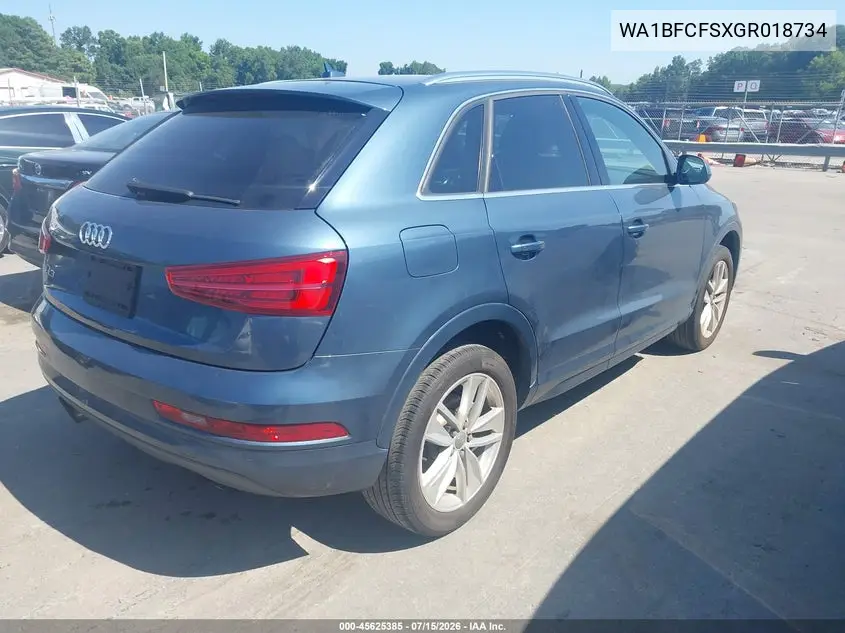 2016 Audi Q3 2.0T Premium Plus VIN: WA1BFCFSXGR018734 Lot: 45625385