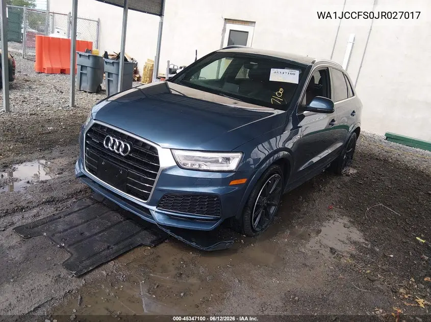 2018 Audi Q3 2.0T Premium/2.0T Sport Premium VIN: WA1JCCFS0JR027017 Lot: 45347100