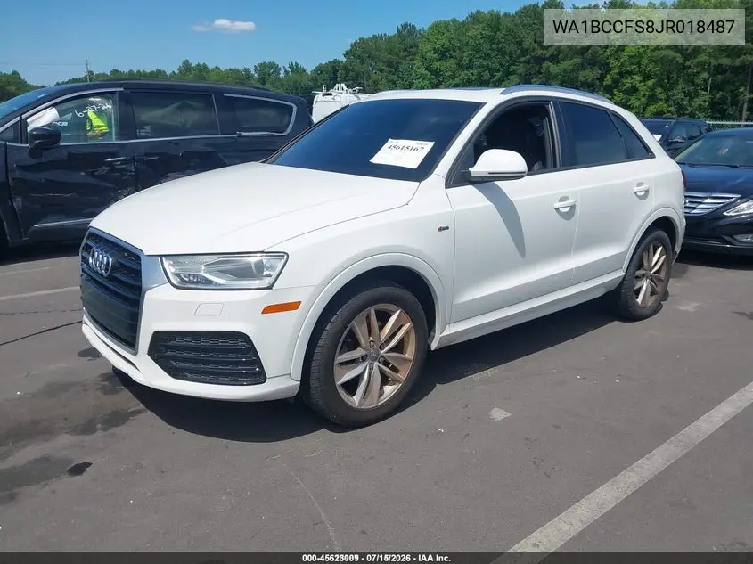 2018 Audi Q3 2.0T Premium/2.0T Sport Premium VIN: WA1BCCFS8JR018487 Lot: 45623009