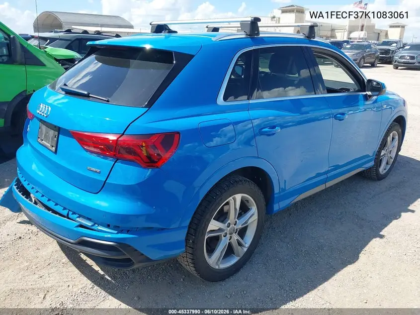 2019 Audi Q3 2.0T S Line Premium VIN: WA1FECF37K1083061 Lot: 45337990