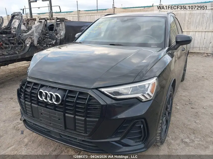 2020 Audi Q3 Prestige S-Line VIN: WA1FECF35L1072951 Lot: 12598373