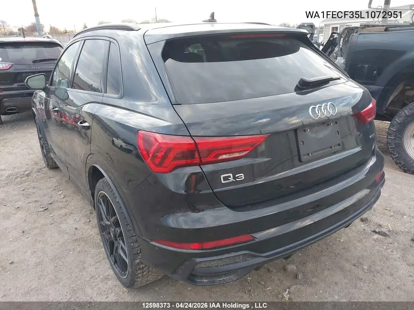 2020 Audi Q3 Prestige S-Line VIN: WA1FECF35L1072951 Lot: 12598373
