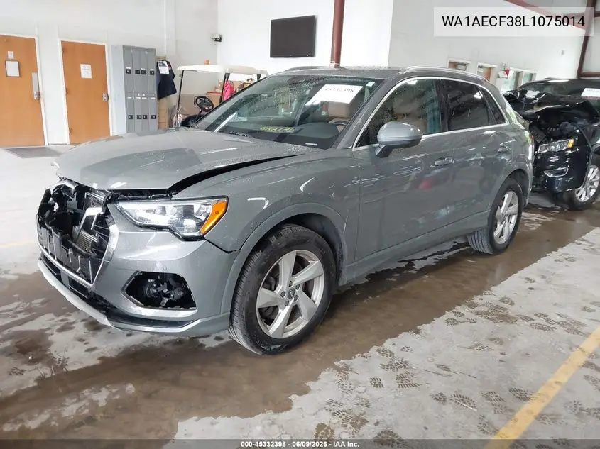 2020 Audi Q3 Premium 45 Tfsi Quattro Tiptronic VIN: WA1AECF38L1075014 Lot: 45332398